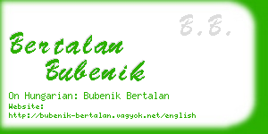 bertalan bubenik business card